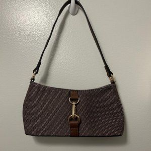 Brown Y2K Metal Clasp Baguette Bag